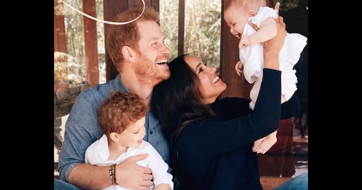 Prince Harry and Meghan are photographed with their two children, Archie and Lilibet.