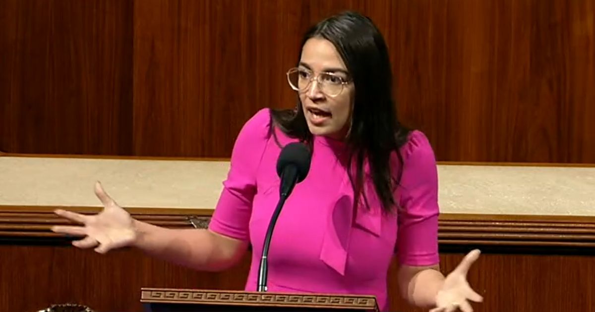 New York Rep. Alexandria Ocasio-Cortez speaks on the House floor Thursday.